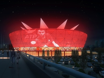 现代主义体育馆外观 西安体育中心 场馆