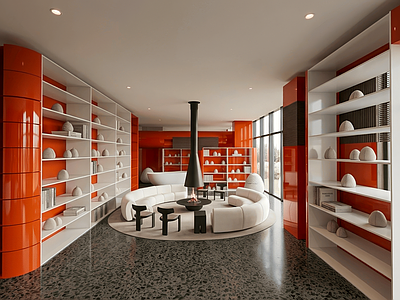 极简别墅客厅 现代酒店大堂