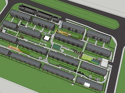 新中式鸟瞰规划 住宅景观 住宅小高层景观