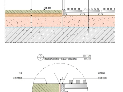 地毯节点 除尘地毯 收口节点 施工图