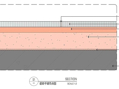 地面综合节点 瓷砖干铺地面构造 施工图
