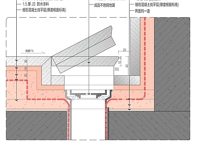 地面综合节点 隐形地漏暗地漏 施工图
