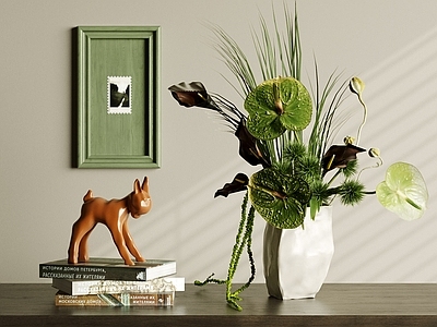 现代简约摆件组合 装饰摆件组合 花艺摆件 书籍杂志 挂画 桌面摆件