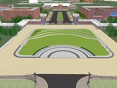 现代主义学校建筑 校园建筑 学校大门 校园广场 校园景观