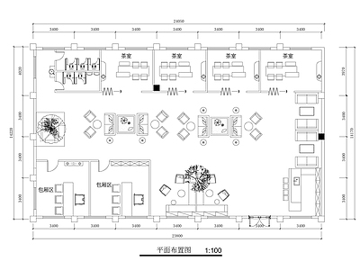 新中式茶馆 茶馆平面布置图 施工图