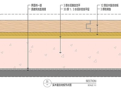 木地板 实木复合地板地面 施工图