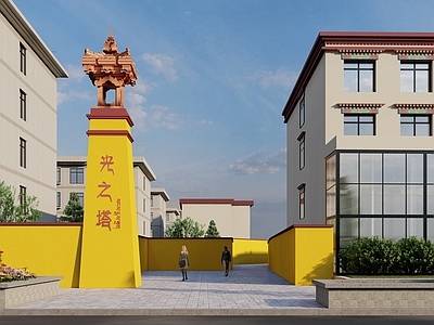 藏式风格入口大门 景观入口大门 景观入口构筑物 入口大门 景观小建筑 景区入口大门