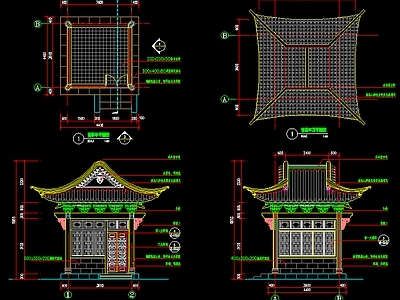 仿古建筑 公园售票亭 古建售票亭 古建小卖部 古建管理用房 施工图