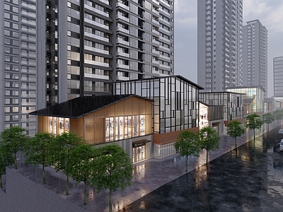 新中式小区建筑 山地小区