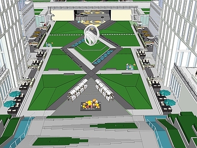 现代主义办公园区景观 办公景观 产业园景观