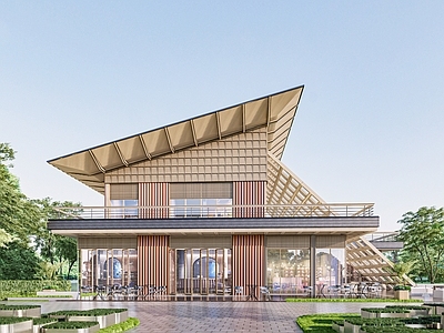 新中式商业建筑 现代转角商业