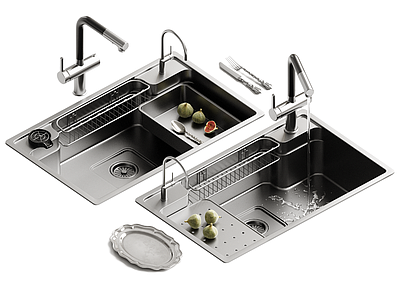 现代简约水槽 不锈钢厨房水槽 厨房洗菜盆 洗杯器果盘 台上中下盆