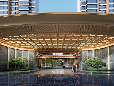 现代轻奢小区建筑 宁夏中房现代大宅 弧线现代风格 示范区和小区