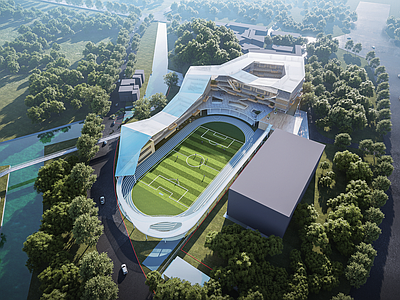 现代学校建筑 风格中小学 生态校园 立体校园