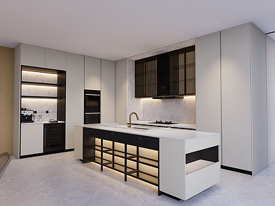 现代简约开放式厨房 燃气可以用