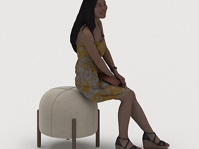现代简约沙发凳 人物行人路人美女