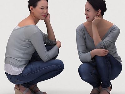 现代简约虚拟人物 路人行人美女