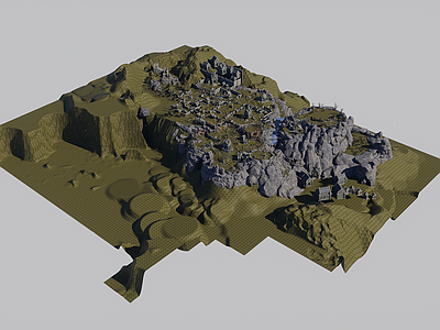 哥特式废墟风格鸟瞰规划 欧式废弃的城市