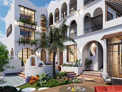 地中海风格民宿建筑 地中海民宿建筑