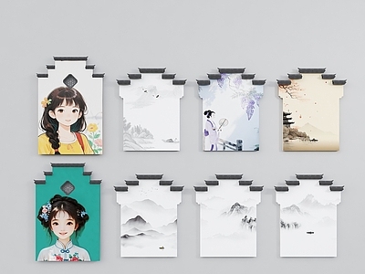 新中式围墙 马头墙 徽派马头墙  江南建筑墙   马头墙绘 古街墙绘