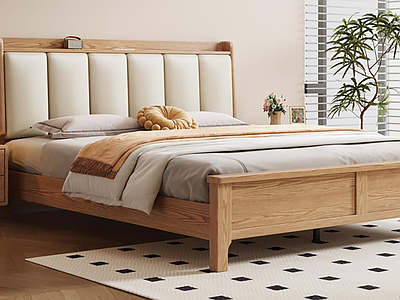 原木风双人床 实木床 白蜡木床 卧室