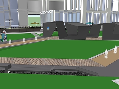 现代主义商业综合体景观 创业园景观 产业园景观 办公园区景观 异形廊架 廊架景观