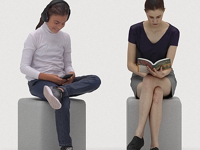 现代简约沙发凳 路人行人男人女人