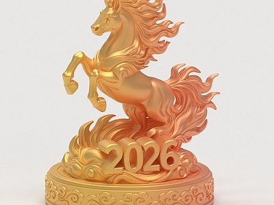 新中式雕塑摆件 新春马年摆件