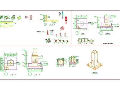 柱子节点 柱脚连接示意图 施工图