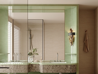 奶油风衣帽间 现代轻奢卫生间 干湿分离卫生间