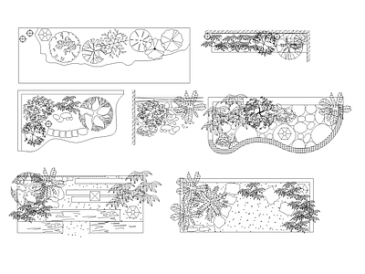 现代综合植物图库 庭院植物景观 植物堆 施工图
