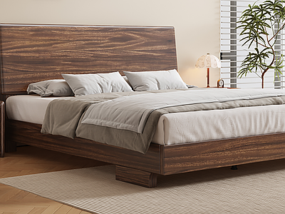 现代简约双人床 北欧 卧室 实木床