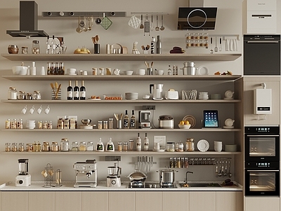 奶油风厨房用品 厨房电器 调料瓶 餐具 厨具 嵌入式烤箱