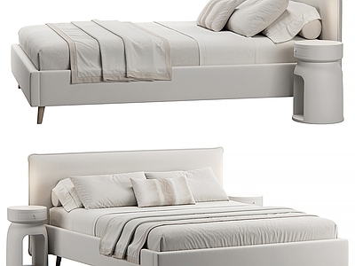 奶油风双人床 双人床 布艺双人床 床