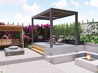 现代简约别墅庭院