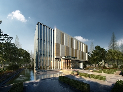 现代主义售楼处外观 产业园 售楼部