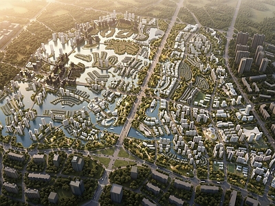 现代主义鸟瞰规划 成都麓湖 麓湖 规划 片区规划