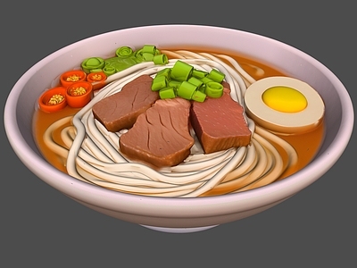 卡通写实风餐具 粉面雕塑艺术装置