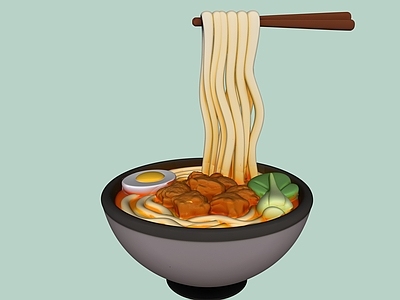 卡通渲染餐具 粉面雕塑艺术装置