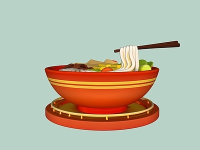 卡通风格餐具 粉面雕塑艺术装置