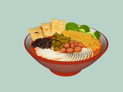 卡通写实风餐具 粉面雕塑艺术装置