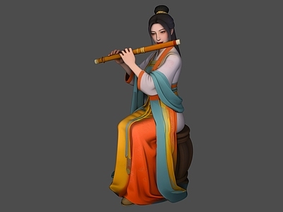 新中式女人 乐器古装人物