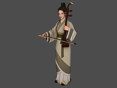 宋式美学女人 乐器古装人物