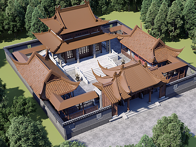 新中式寺庙建筑 寺庙 中式庭院 四合院 古建住宅