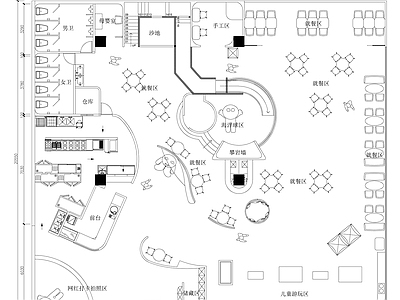 现代其他餐饮空间 亲子餐厅平面图 施工图