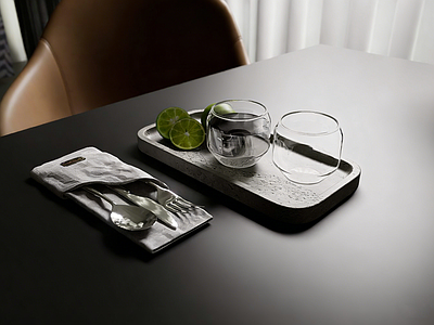 极简餐具 餐桌静物组合  布艺餐巾刀叉勺 餐厅用具