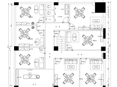现代棋牌室 棋牌室平面布置图 施工图