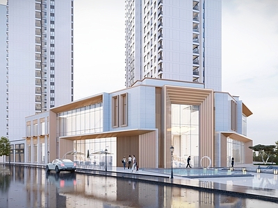 现代轻奢售楼处建筑