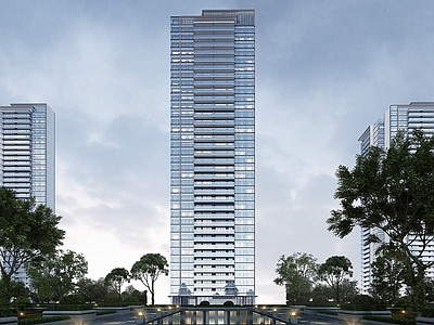 现代极简超高层住宅楼