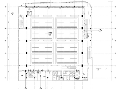现代体育馆 羽毛球场平面图 施工图